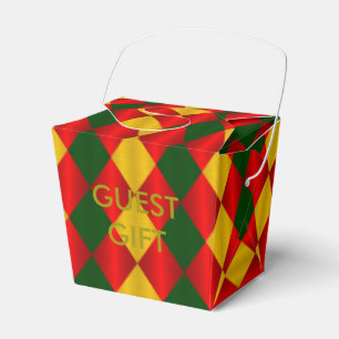 Faltschachtel Harlequin-Red-Green-Gold-FAVOR,Ausne Geschenkschachtel