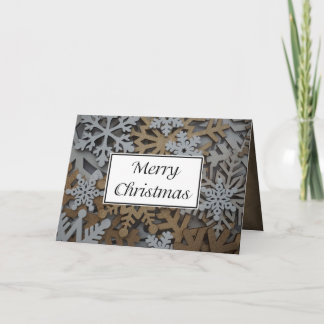 Faltschachtel White and Gold Snowflake Weihnachtsk Karte