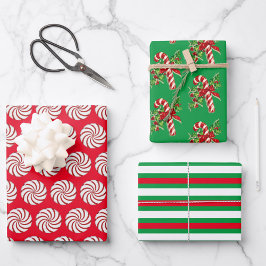 Faltschachteln für Weihnachtskerzen und -Streifen Geschenkpapier Set