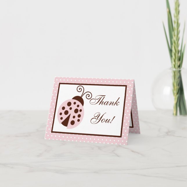 Faltt Danke Karte Pink Ladybug (Vorderseite)