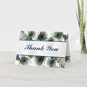 Faltt Dankeschön an Card Peacock Feathers Blue/Gre Dankeskarte