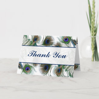 Faltt Dankeschön an Card Peacock Feathers Blue/Gre Dankeskarte
