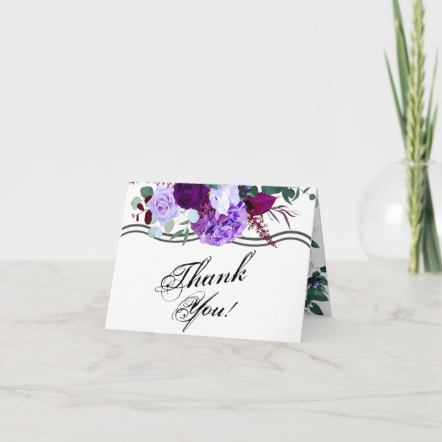 Faltt Dankeschön Card Lavender Hibiskus auf Weiß Dankeskarte (Vorderseite)