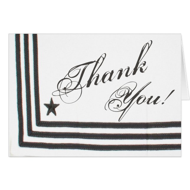 Faltt Dankeschön Card Navy Sommerkleid Weiße Uni (Vorderseite (Horizontal))