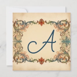 Falu Red, Green, Slate Grau: Mit Monogramm Note Ca Feiertagskarte