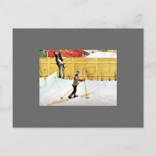 Falun Yard - kleiner Junge auf Skiern Postkarte