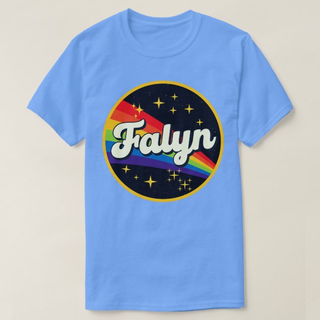 Falyn-Regenbogen im Vintagen Weltraumstil T-Shirt (Design vorne)