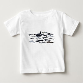 Familia de los delfine: orcas, delfine, marsopas baby t-shirt