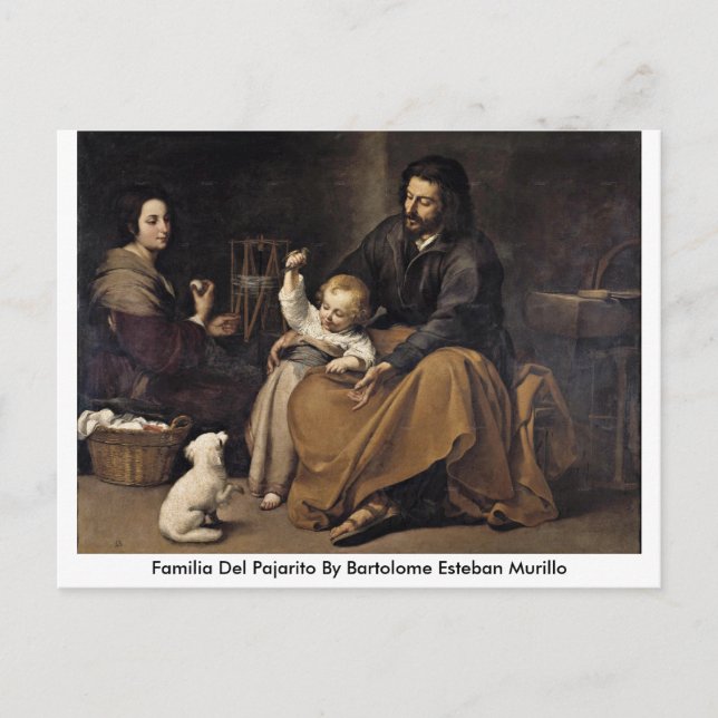 Familia Del Pajarito von Bartolome Esteban Murillo Postkarte (Vorderseite)