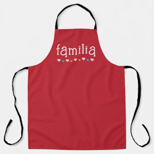 Familia en español mit Herzen, Stars, Blume Schürze