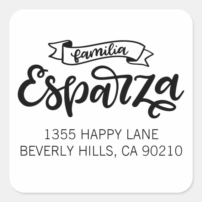 Familia Esparza, étiquette de adresse (Devant)