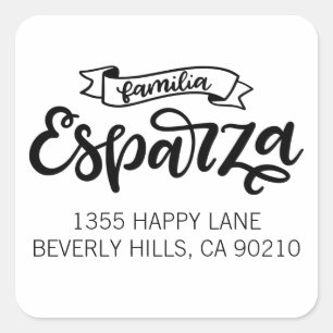 Familia Esparza, étiquette de adresse