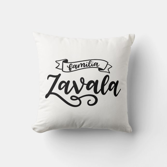 Familia Zavala, handschriftlich Kissen (Vorderseite)
