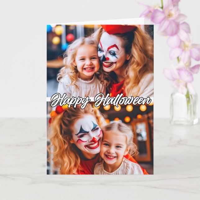 Familiär angepasstes Template für 2 Fotos Hallowee Karte (Orchidee)