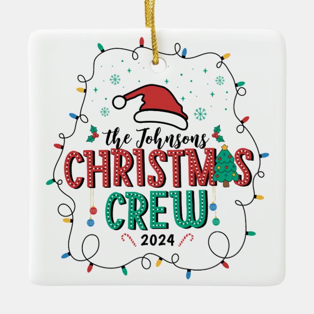 Familiäre Weihnachtsgruppe - passender Name Keramikornament (Vorderseite)