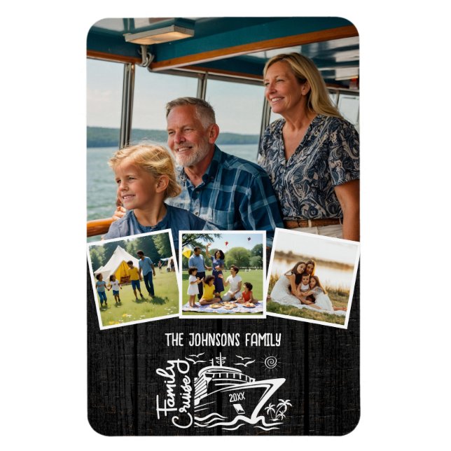 Familiärer Cruise-Sake & Custom 4 Foto-Rahmen Magnet (Vertikal)