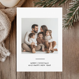 Familiäres Foto & Merry and Bright Minimalistisch Einladung