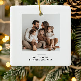 Familiäres Foto & Merry and Bright Minimalistisch Keramikornament