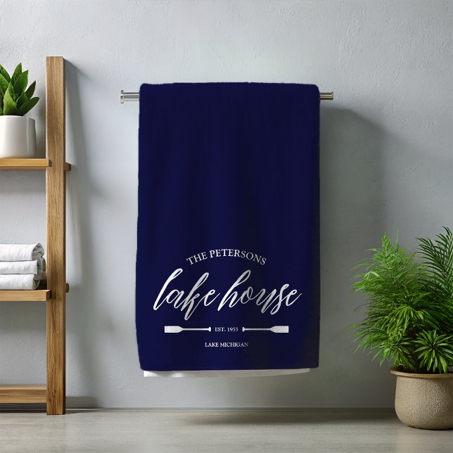Familiäres Haus Vermietung Nautic Custom Deco Strandtuch (Custom Beach Towel Lake House Nautical Navy Blue Rustc Rental Home)