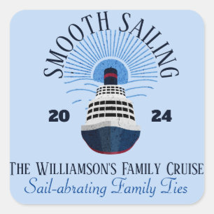 Familiäres Matching Cruise Vacation Name & Year Quadratischer Aufkleber