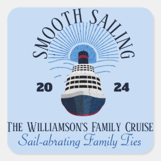 Familiäres Matching Cruise Vacation Name & Year Quadratischer Aufkleber