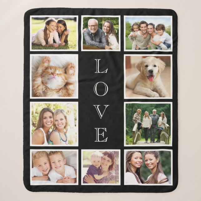 Familie 10 FotoCollage Black Sherpadecke (Vorderseite)
