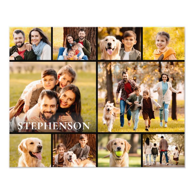 Familie 10 Name der Fotocollage Einfach Fotodruck (Vorne)