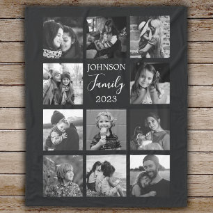 Familie 11 Schwarzes Fleece Collage Blanket