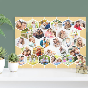 Familie 28 Foto Collage Honeycomb Mosaik Leinwanddruck
