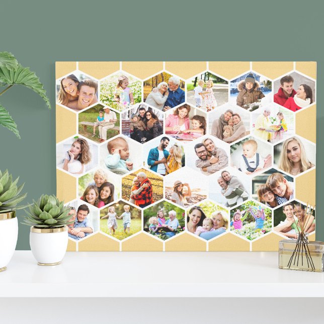 Familie 28 Foto Collage Honeycomb Mosaik Leinwanddruck (Von Creator hochgeladen)