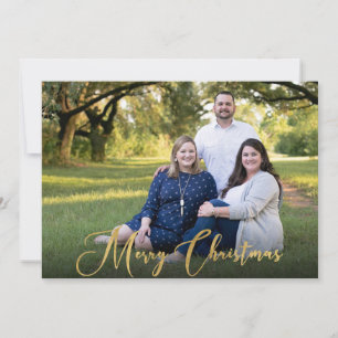 Familie 2 Foto Gold Script Frohe Weihnachten