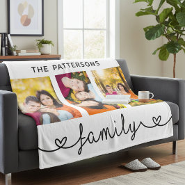 Familie 3 Foto-Vorlage Personalisierte Schrift Fleecedecke