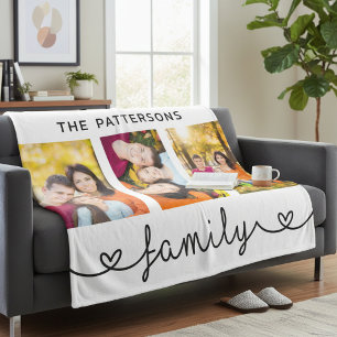 Familie 3 Foto-Vorlage Personalisierte Schrift Fleecedecke