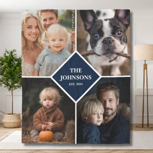 Familie 4 Foto-Collage Andenken Moderner individue Fleecedecke