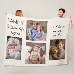 Familie 4 Fotos sammeln Eltern Kinder Fleecedecke