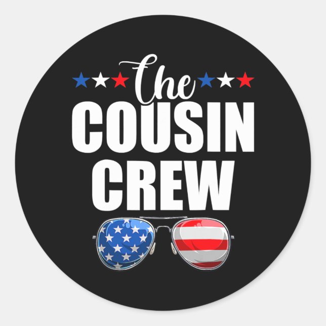 Familie 4. Juli Matching Cousin Crew Runder Aufkleber (Vorderseite)