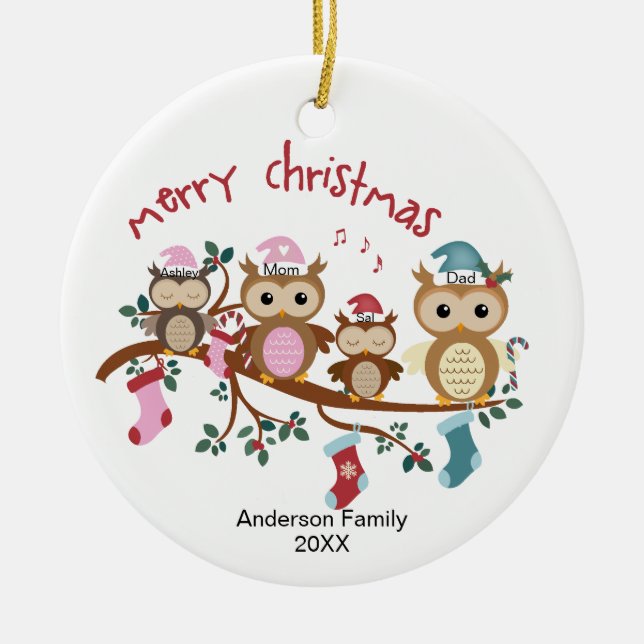 Familie 4 Schüssel Weihnachten Keramik Ornament (Vorne)