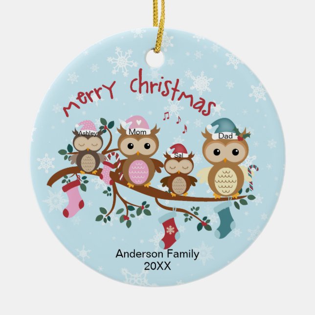 Familie 4 Schüssel Weihnachten Keramik Ornament (Vorne)