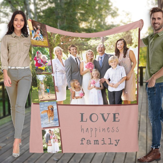 Familie 6 - Collage Pink Fleecedecke (Von Creator hochgeladen)