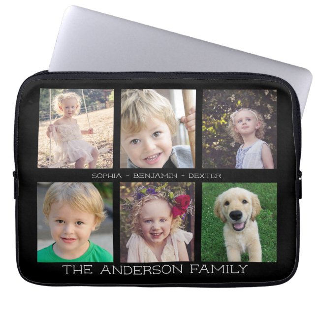 Familie | 6 Foto-Collage Laptopschutzhülle (Vorderseite)