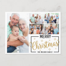 Familie 7 Foto Collage White Gold Frohe Weihnachte