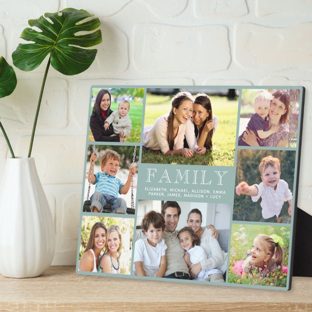 Familie 8 Foto Collage Sage Green Fotoplatte (Von Creator hochgeladen)