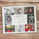 Familie 8 Foto Collage Sprichwort Trendskript<br><div class="desc">Familie 8 Foto Collage Sprichwort Trendy Script Puzzle. Das Design hat 8 Foto mit einem Sprichwort in goldener Farbe. Fügen Sie Ihre Fotos hinzu und ändern Sie die Jahreszahl. Sie können das Sprichwort anpassen,  wenn Sie gewollt haben.</div>