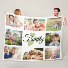 Familie 8 Foto Frühjahr Weiße grüne Herzen Fleecedecke