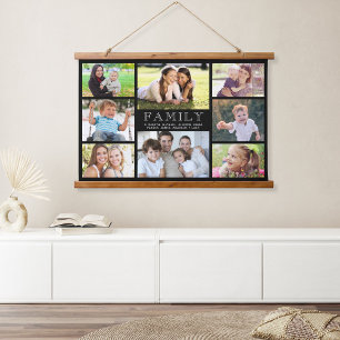 Familie 8 FotoCollage Black Wandteppich Mit Holzrahmen