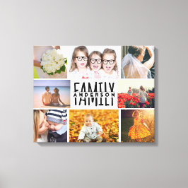 Familie 8 FotoCollage Template plus Name V1 hinzuf Leinwanddruck