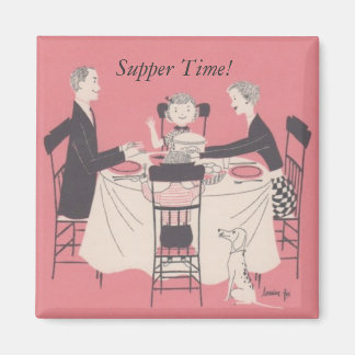Familie am Tisch, Supper Time! Magnet