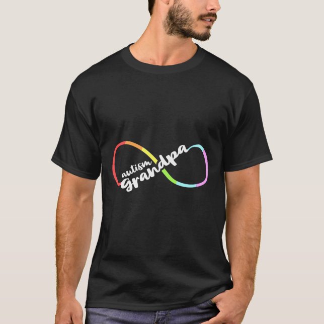 Familie Autismus Bewusstsein Opa Rainbow Infinity  T-Shirt (Vorderseite)