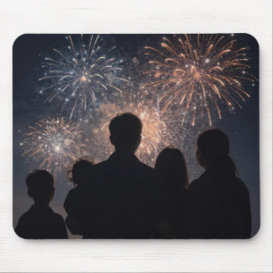 Familie beim Feuerwerk Mousepad