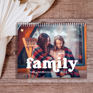 Familie   Boho Text Overlay mit Ihren Fotos 2024 Kalender